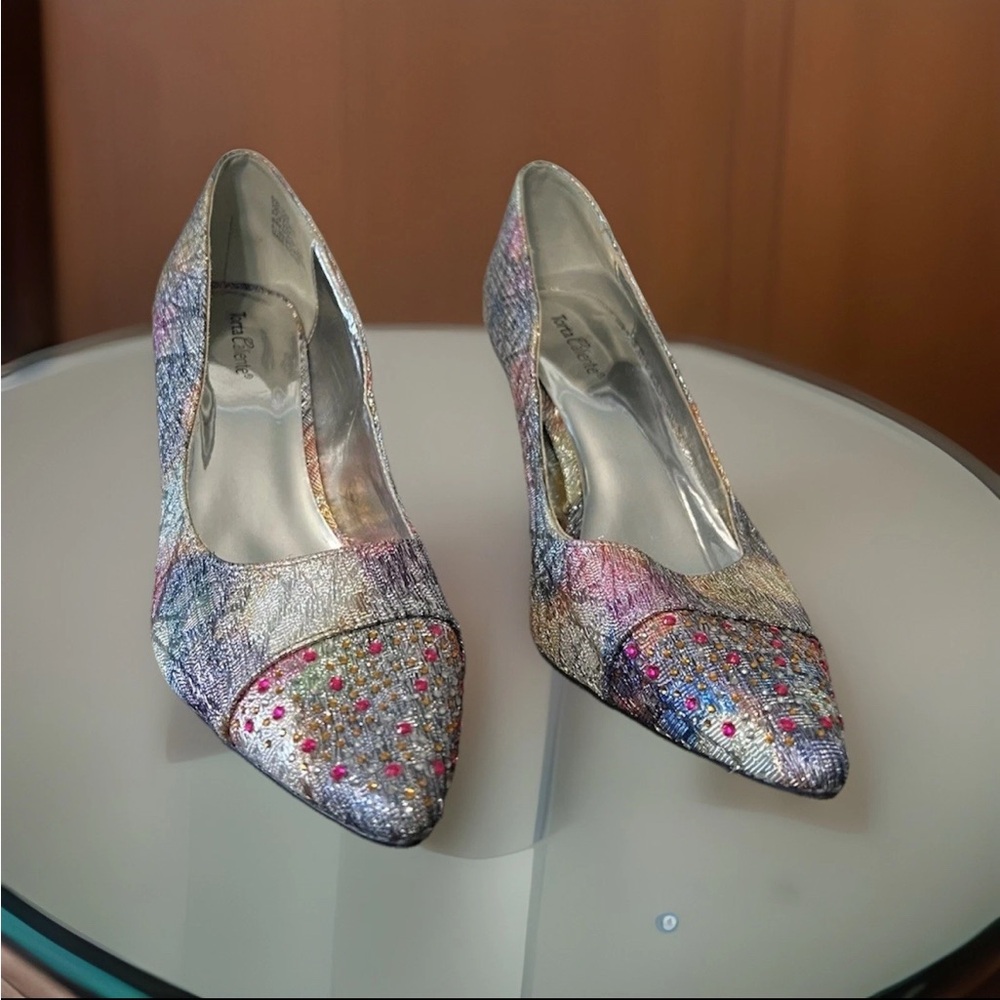 Colorful Metallic Sparkle High Heels 10M Rhinestone Stiletto Pointed Toe Holiday